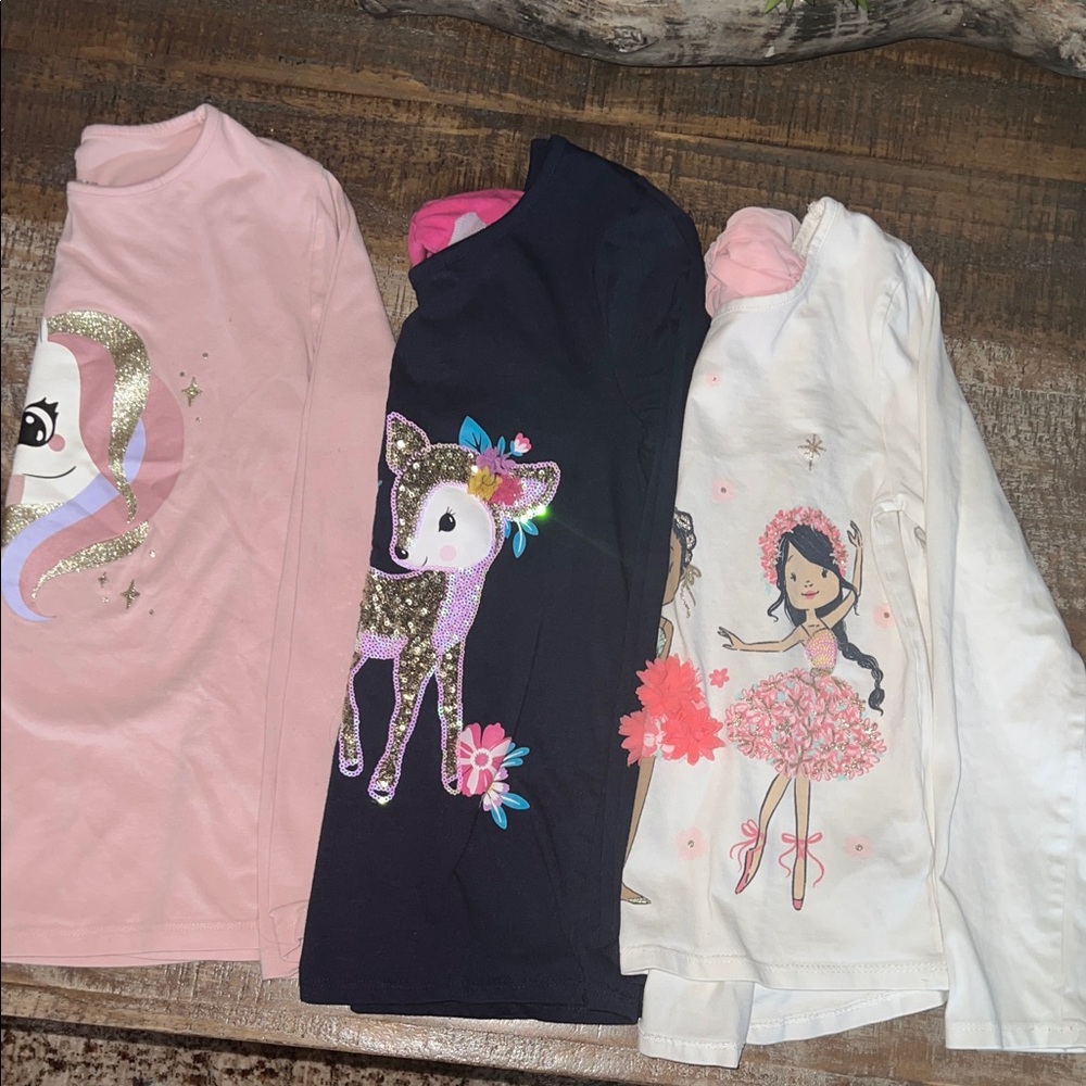 Set of Three Girls' Long Sleeve Graphic Tees